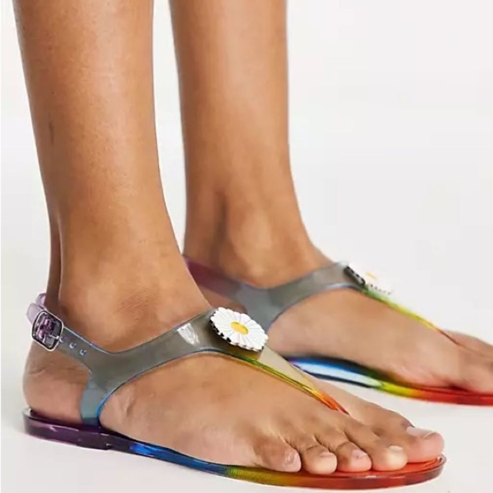 NEW asos London Rebel daisy jelly sandals in rainbow​​​